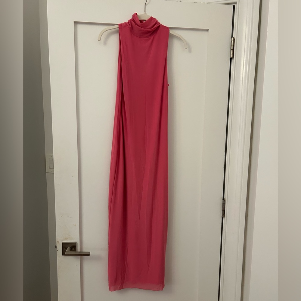 NWOT AFRM Pink Mock Neck Maxi Dress